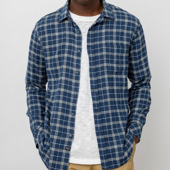 Rails Brushed Lennox Button Up Plaid Shirt Indigo Blue & Gray Size Medium M - Picture 9 of 9